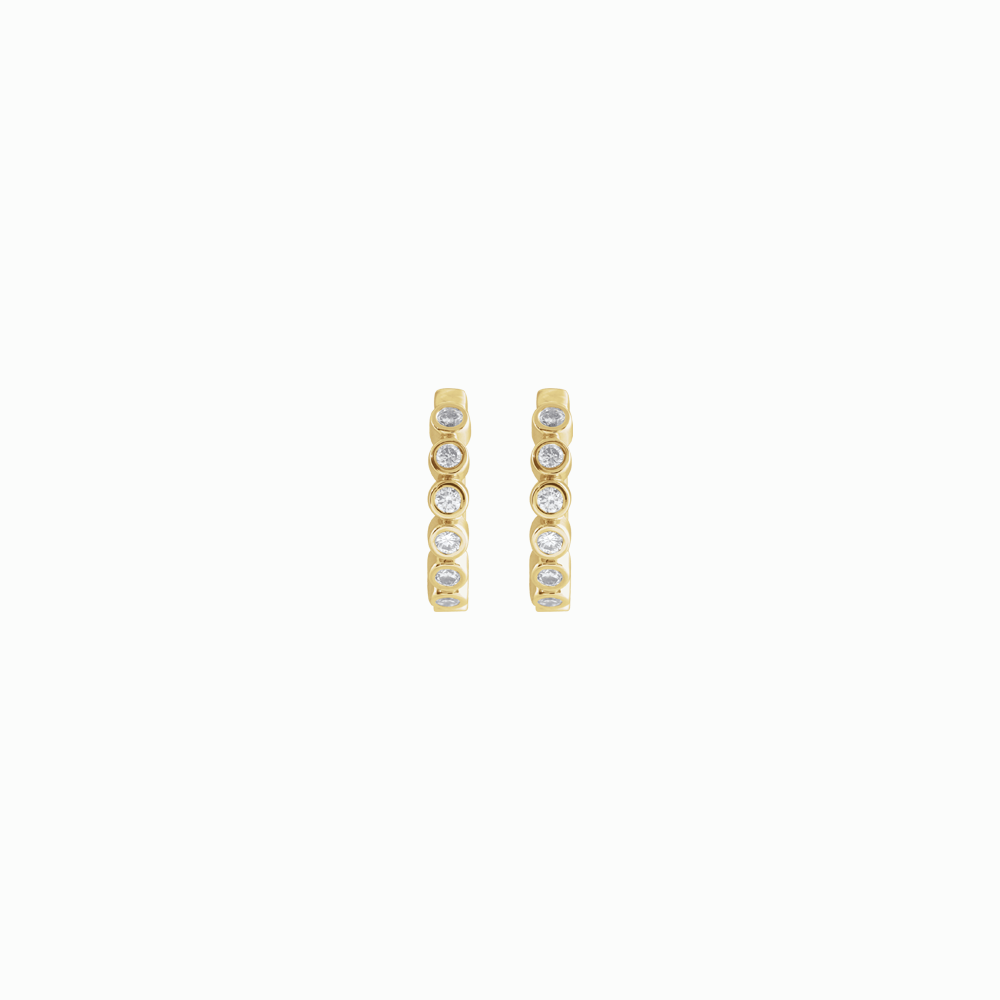 The Diamond Bezel Huggies -14K