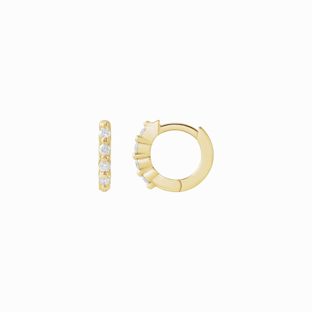 The Diamond Pavé Huggies -14K