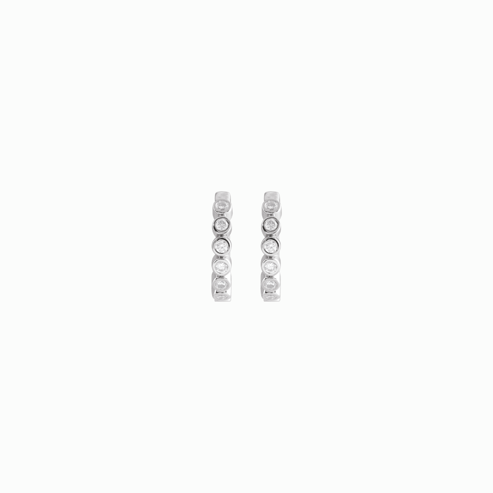 The Diamond Bezel Huggies -14K