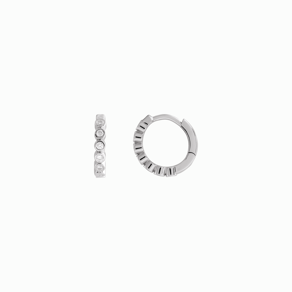 The Diamond Bezel Huggies -14K
