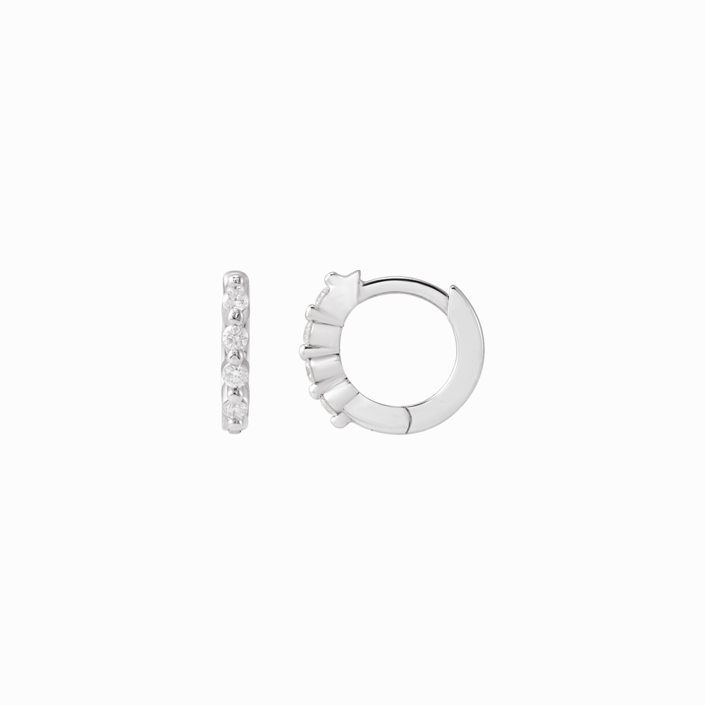 The Diamond Pavé Huggies -14K