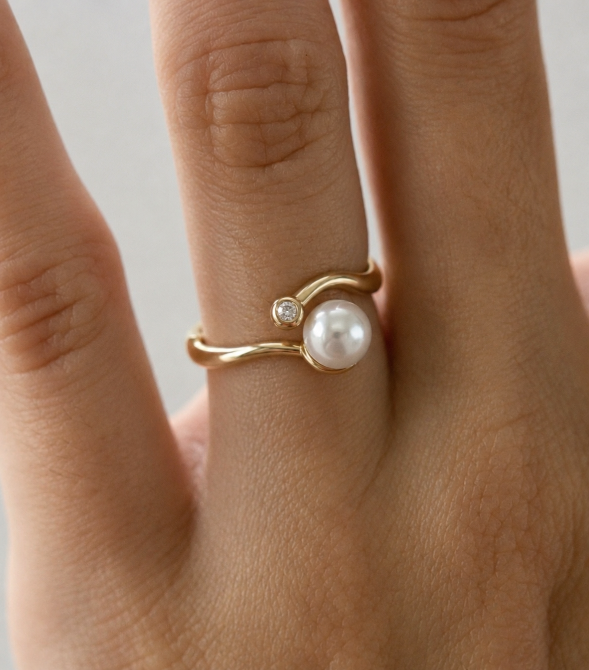 Florence Pearl & Diamond Bypass Ring