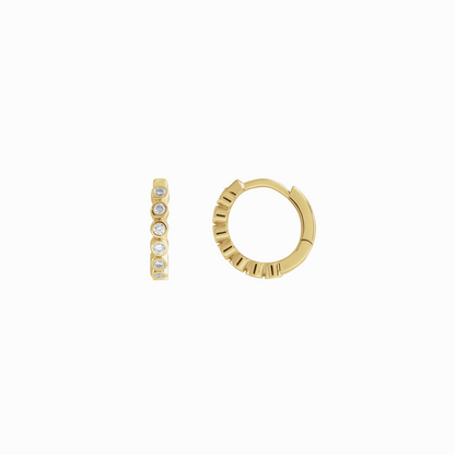 The Diamond Bezel Huggies -14K