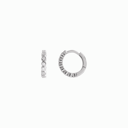 The Diamond Bezel Huggies -14K